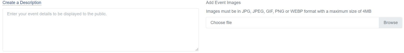 Create Description and Add Event Images