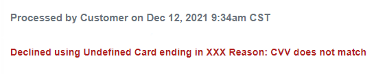Declined Order message
