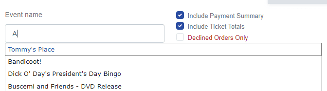 Search by event name