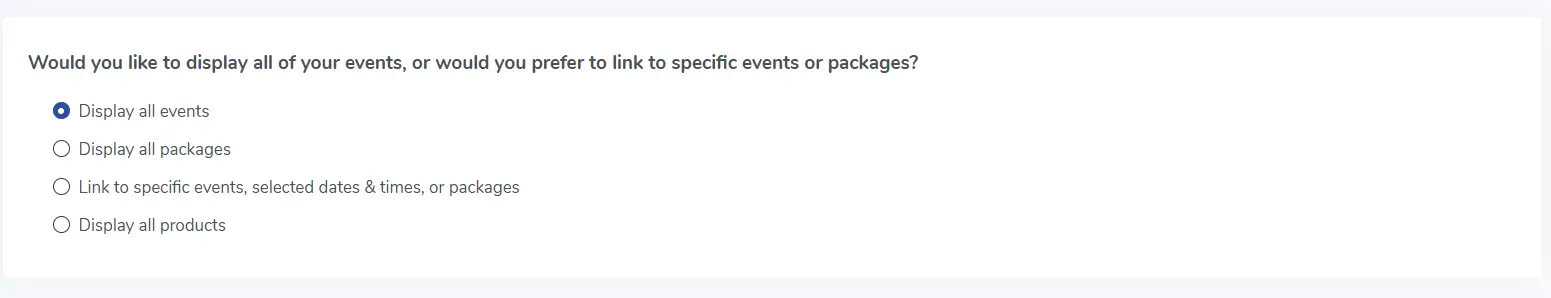 Display all events options