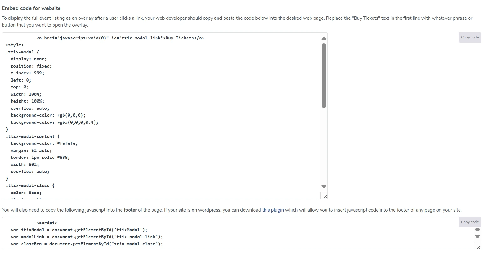 Overlay code for website