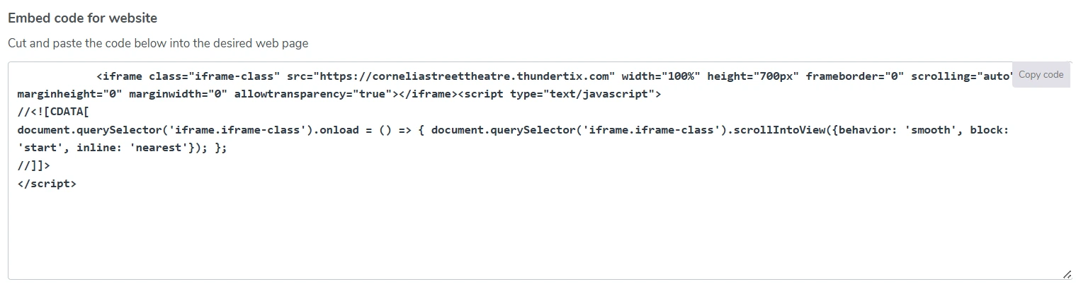 iFrame embed code