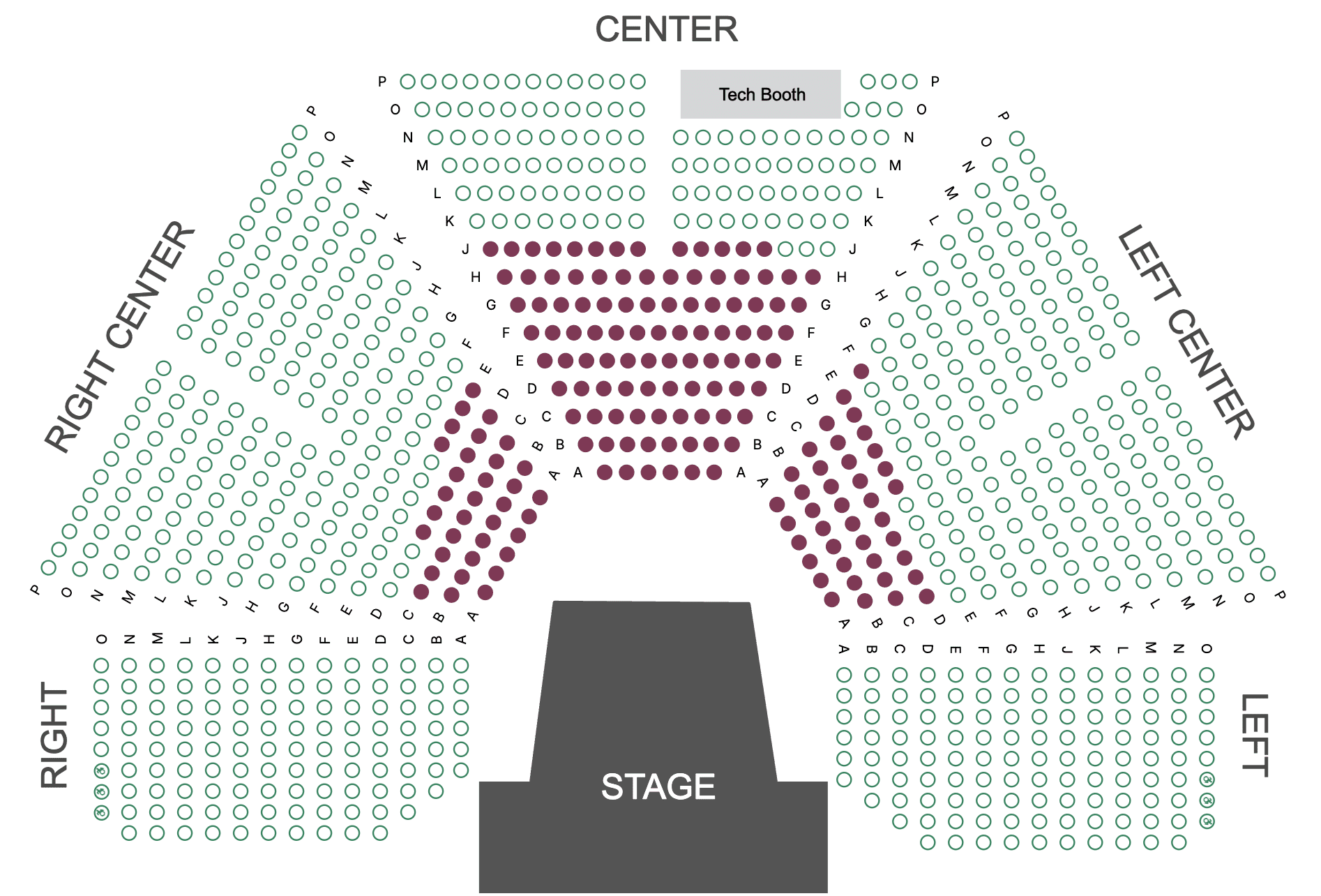 Large auditorium seating chart with orchestra, mezzanine, and balcony