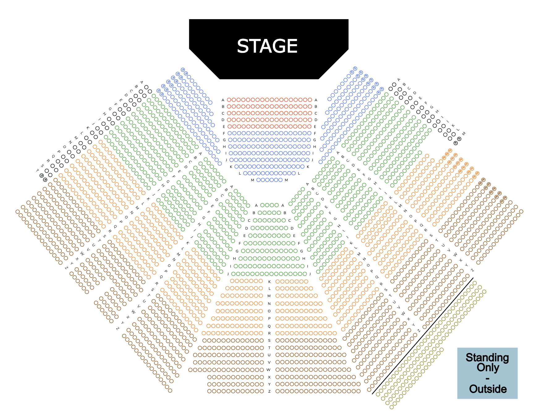 Georgia Mountain Fairgrounds outdoor seating chart with multiple ticketed sections