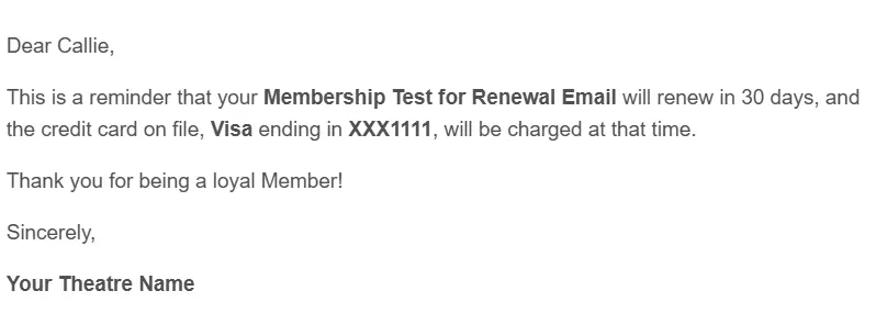 Membership renewal email